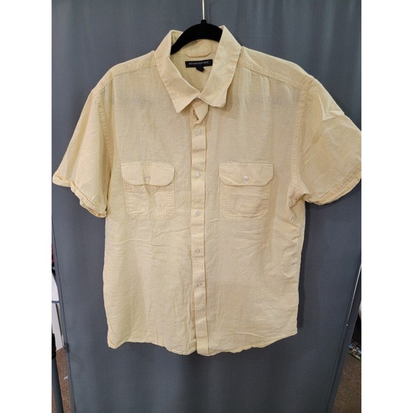 Banana Republic Other - Banana Republic Men's Yellow Slim Fit Short Sleeve Casual Shirt Size L B25 (1)